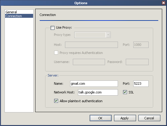 The options page